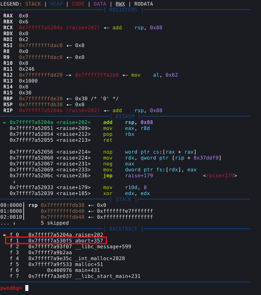 GDB parou execução