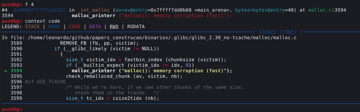 Código que aciona o erro