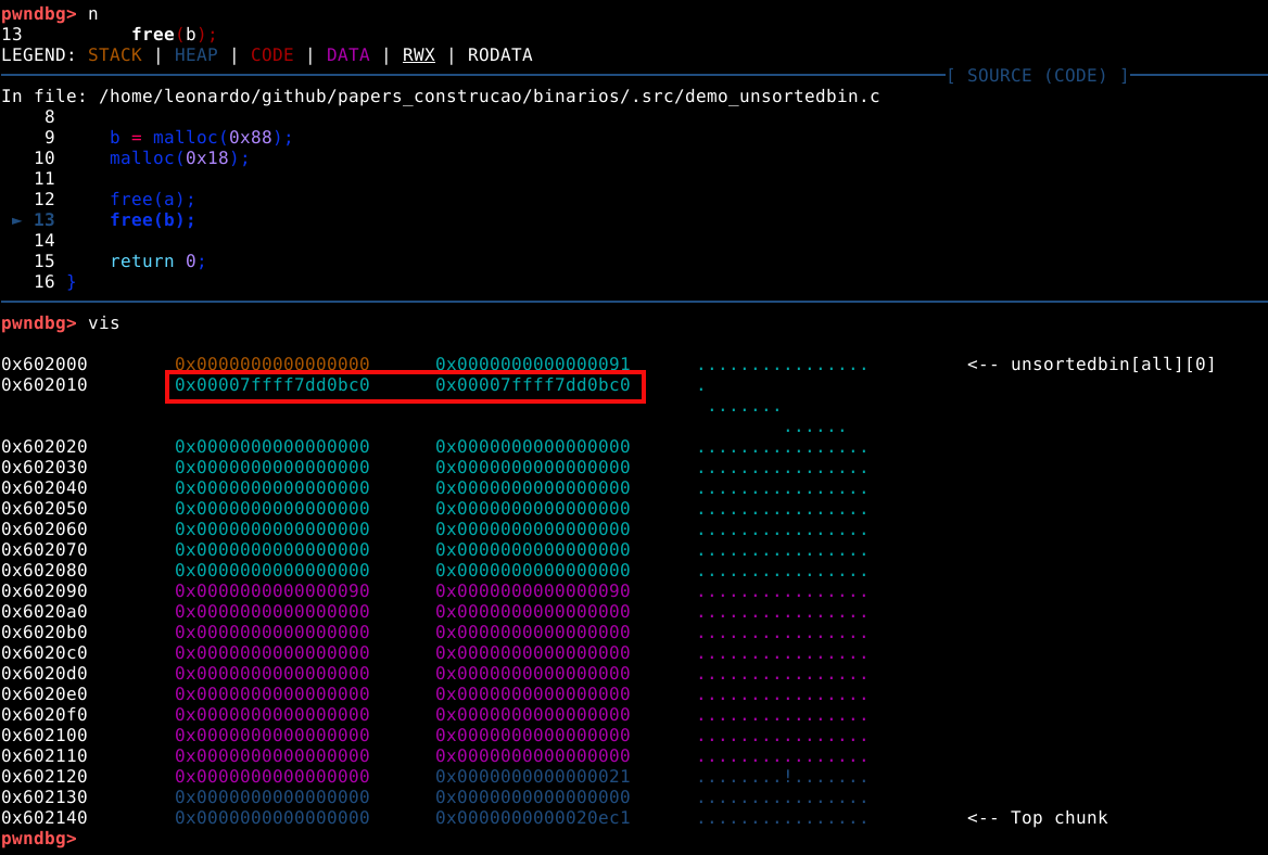 Fd e bk da unsortedbin