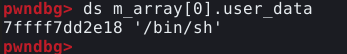m_array apontando para "/bin/sh"