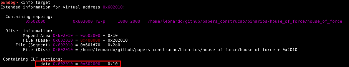 Endereço da data section
