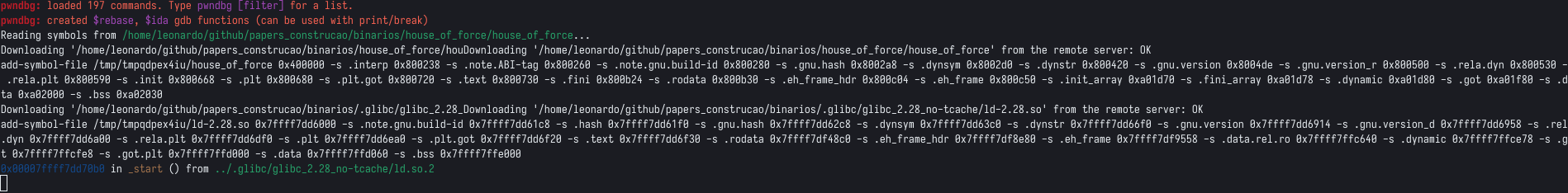 GDB iniciado pelo script
