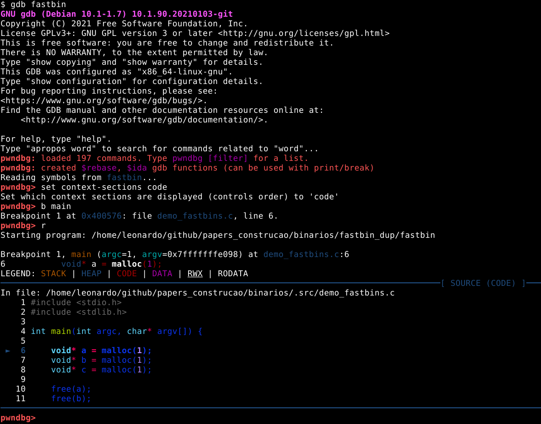 Iniciando o programa no GDB