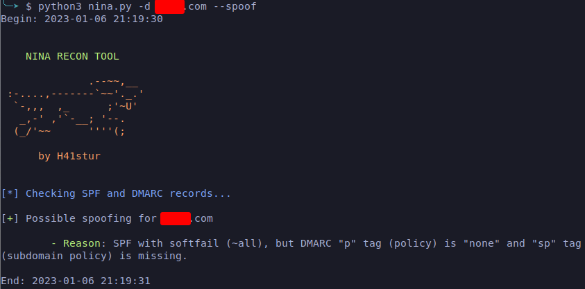 Output da ferramenta
