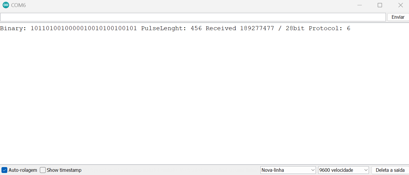 Sinal interceptado do controle.