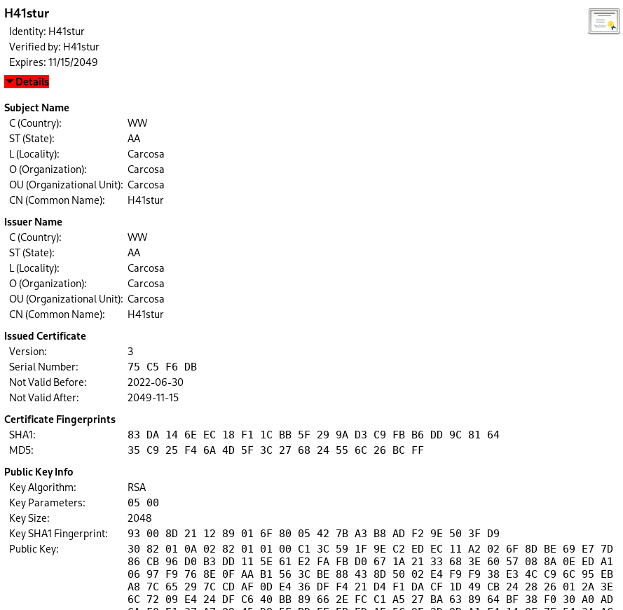 Certificado extraído