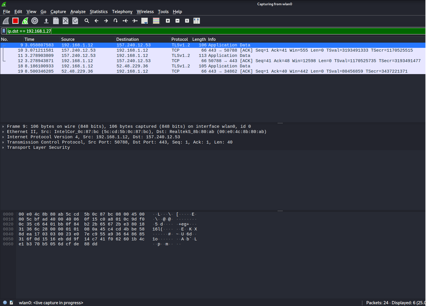 Iniciando o Wireshark.